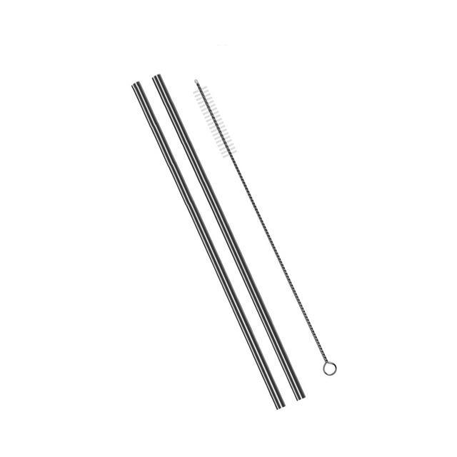 High Quality Reusable Stainless Steel Straws (2pcs) & Cleaning Brush